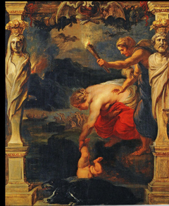 Achilles dipped into the river Styx by Peter Paul Rubens