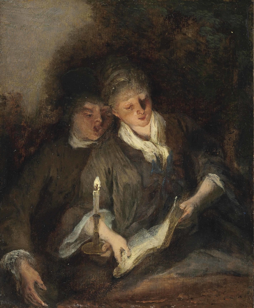 An elegant couple singing by candlelight ('The Duet')