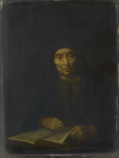 An Old Woman with a Book Open before her