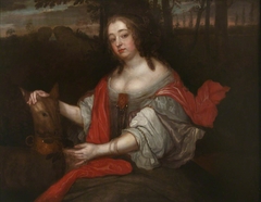 An Unknown Lady in a Red Mantle with a Deer by Anonymous