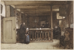 Betaaldag: De schepenkamer in het Rechthuis te Nieuw-Loosdrecht, gestoffeerd met zeventiende-eeuwse figuren by Johannes Bosboom