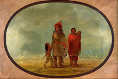 Copper Chief, His Wife, and Children by George Catlin