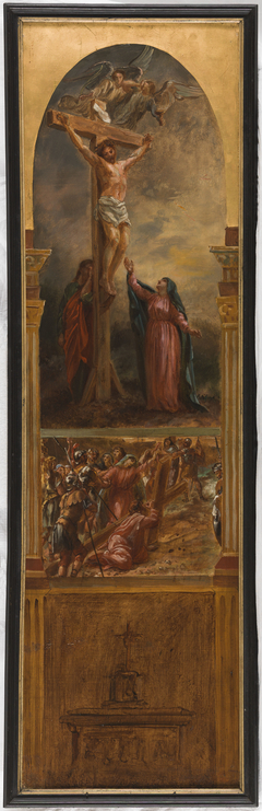 Esquisse pour l'église Saint-Eustache : Le Christ sur la croix - Le Christ portant sa Croix by Léon Riesener