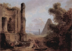 Fantastique Landscape with the Pyramid of Cestius and a Ruined Temple