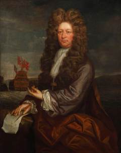 Fisher Harding, Master Shipwright, active 1664-1706, with the Launch of the 'Royal Sovereign', 1701 by Jonathan Richardson