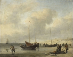 Fishing Boats on Shore (The Shore, Unloading a Fishing Smack) by Willem van de Velde II