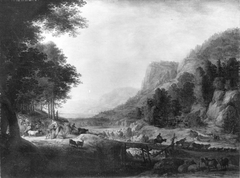 Flusslandschaft (Jakob teilt seine Herde am Jabbok) by Herman Saftleven