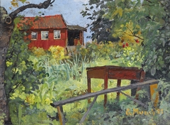 Garden with Red House by Edvard Munch