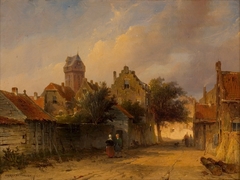 Gezicht op een straatje te Oudewater by Jan Weissenbruch