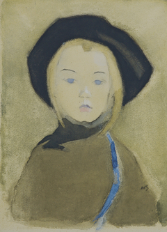 Girl with Blue Ribbon by Helene Schjerfbeck