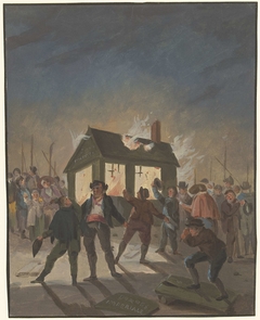 Het verbranden van de douanehuisjes in Amsterdam op 15 november 1813 by Unknown Artist