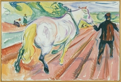 Horse and Man in the Field by Edvard Munch