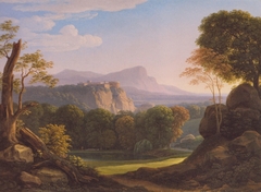 Italienische Landschaft mit Schloss auf einem Bergrücken by Johann Christian Reinhart