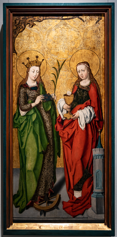 Katharina von Alexandrien und Barbara von Nikomedien by Meister des Wimpfener Quirinusaltars