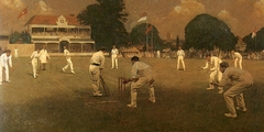 Kent vs Lancashire at Canterbury by Albert Chevallier Tayler