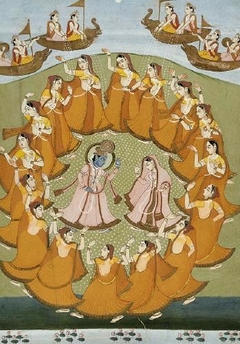 Krishna and Radha dancing the Rasalila by Anonymous