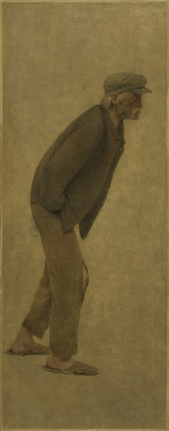 La Bouchée de pain : homme courbé en avant, mains dans les poches by Fernand Pelez