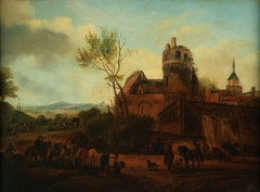 Landscape with camp by Anonymous