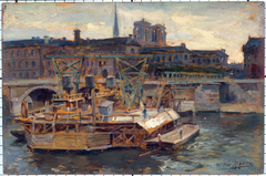 Les travaux du métropolitain au pont Notre-Dame, en 1906 by Victor Marec