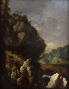 Mountain Landscape (Horseman on a Mountain Path) by Anonymous