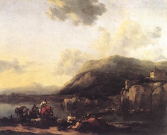 Muleteer by a Ford by Nicolaes Pieterszoon Berchem
