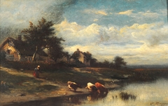 On the river by Jules Dupré