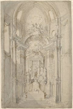 Ontwerp voor een gelegenheidsversiering van het hoogaltaar in de St. Augustinuskerk te Antwerpen by Hendrik Frans Verbruggen