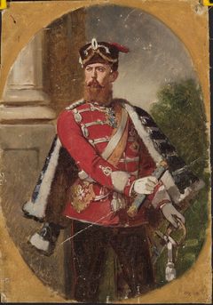 Portrait of a man in the uniform of the Imperial Guard hussar officer by Jean Lulves