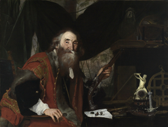Portrait of an unknown man with his art collection by Jan de Herdt