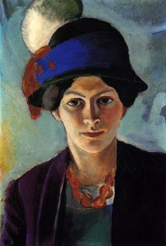 Portrait of the artist's wife with a hat by August Macke