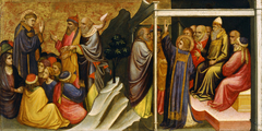 Predella Panel Representing the Legend of St. Stephen: St. Stephen Preaching / St. Stephen before the High Priest and Elders of the Sanhedrin by Mariotto di Nardo