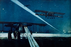 Retour d’un vol de nuit sur avions "Voisin" de bombardement by François Flameng