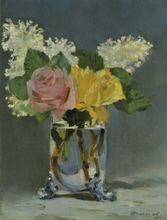 Roses et lilas dans un vase by Edouard Manet