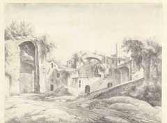 Ruïnes van de thermen van Diocletianus te Rome by Anthonie Waterloo