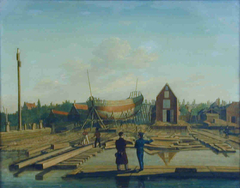 Scheepswerf te Amsterdam by Hendrik Vettewinkel