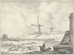 Schetsende tekenaar op de Hoogendijk, buiten de Haarlemmer Poort by Jan Hulswit