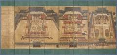 Screen of Banquets for Dowager Queen Sinjeong in Gyeongbokgung Palace Eight-panel Folding Screen by Anonymous