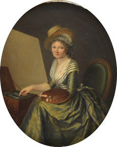 Self-Portrait with Straw Hat and Palette by Marie-Élisabeth Gabiou