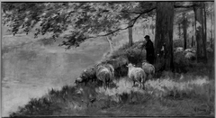 Shepherd and Sheep under the Trees