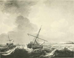 Ships on choppy waters off the coast by Jan Theunisz Blanckerhoff