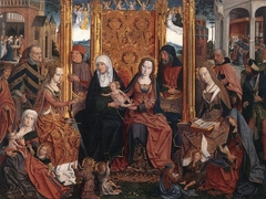 Sippenaltar, Mitteltafel: Die mystische Vermählung der Hl. Katharina mit dem Jesusknaben