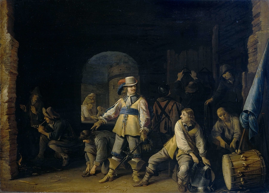 Soldiers in a guardroom
