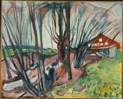 Spring Landscape with Red House by Edvard Munch