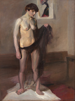 Standing female nude with drapery by Georges Kars