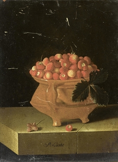 Still life with a bowl of strawberries by Adriaen Coorte