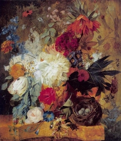 Still Life with Bouquet of Flowers and Bird's Nest by Wybrand Hendricks