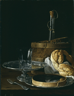 Still Life with Box of Jelly Bread Salver with Glass and Cooler by Luis Egidio Meléndez