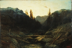 Stream in Mountains at Dusk