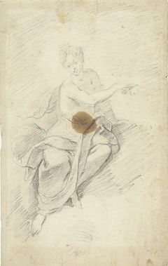 Studie van een nimf of godin zittend in de wolken by Unknown Artist