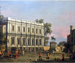 The Banqueting House and the Holbein Gate, Whitehall, with the Equestrian Statue of King Charles I by Canaletto